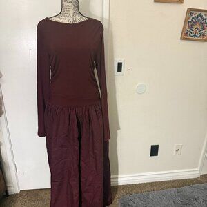 NWT Common Sense Drop Waist Burgundy Dress